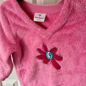 Hanna Andersson Pink Fuzzy Sweater with Flower Detail